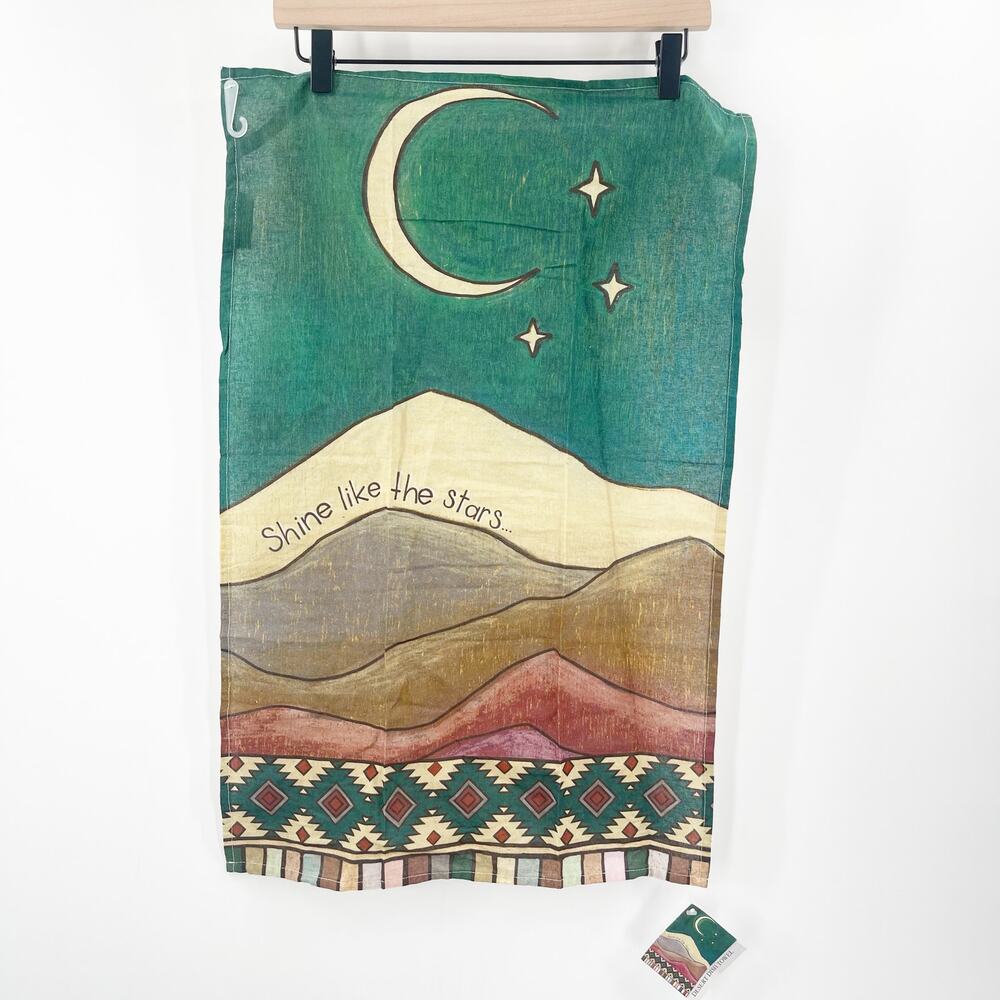 PRIMITIVES BY KATHY Desert Dish Towel Shine Like Stars 100% Cotton 18"x27.5" NWT